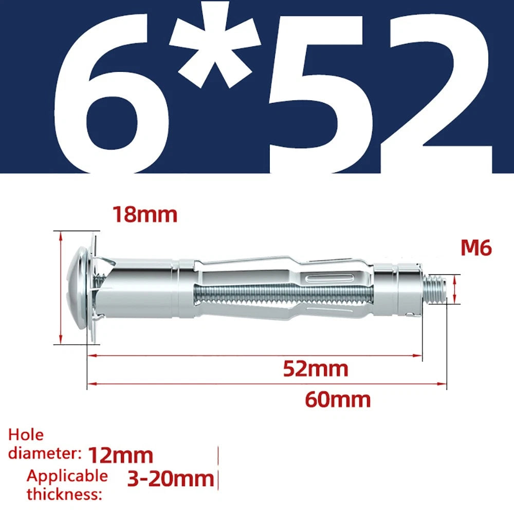 M4–M8 Metal Drywall Expansion Bolts | Hollow Wall Anchors for Plasterboard & Drywall