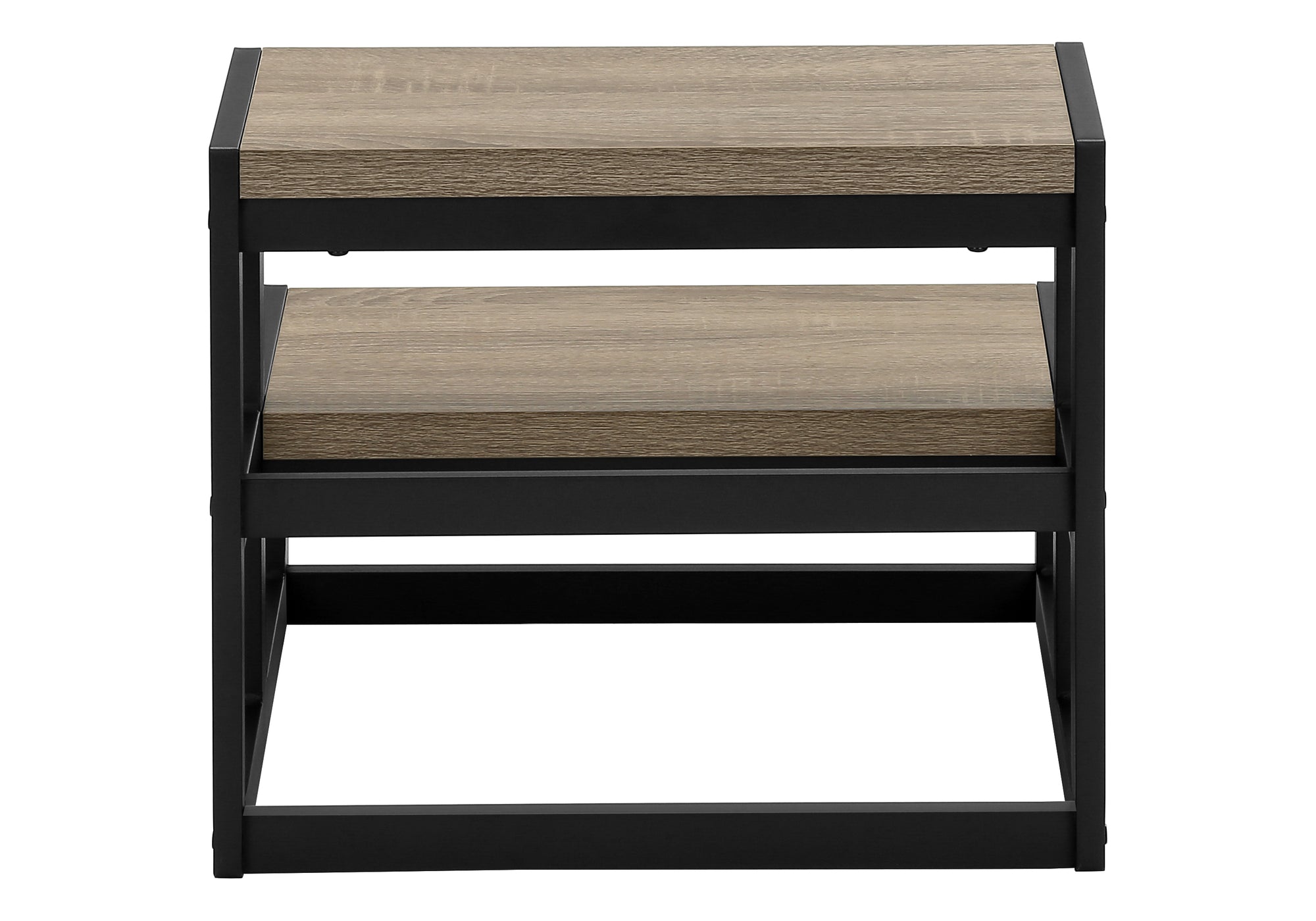 Contemporary 2‑Step Stool — Dark Taupe Laminate, Black Metal Frame, 300 lb Capacity