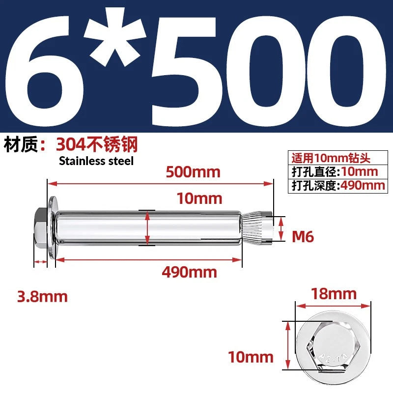 Stainless Steel Masonry Concrete Expansion Anchor Bolt — M6 M8 M10 M12 M16 | 304 & 201 SS
