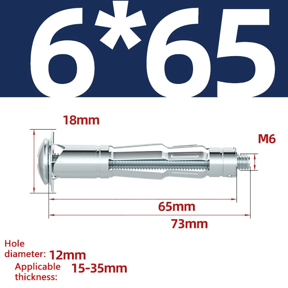 M4–M8 Metal Drywall Expansion Bolts | Hollow Wall Anchors for Plasterboard & Drywall