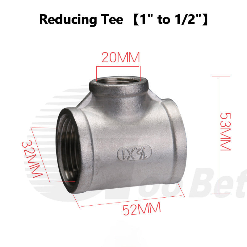 304 Stainless Steel BSP Pipe Fittings — Tee, Cross & Reducing Connectors 1/8"–2"