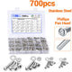 700Pcs Phillips Pan Head Machine Screw, Nuts Flats, Lock Washers Assortment Kit
