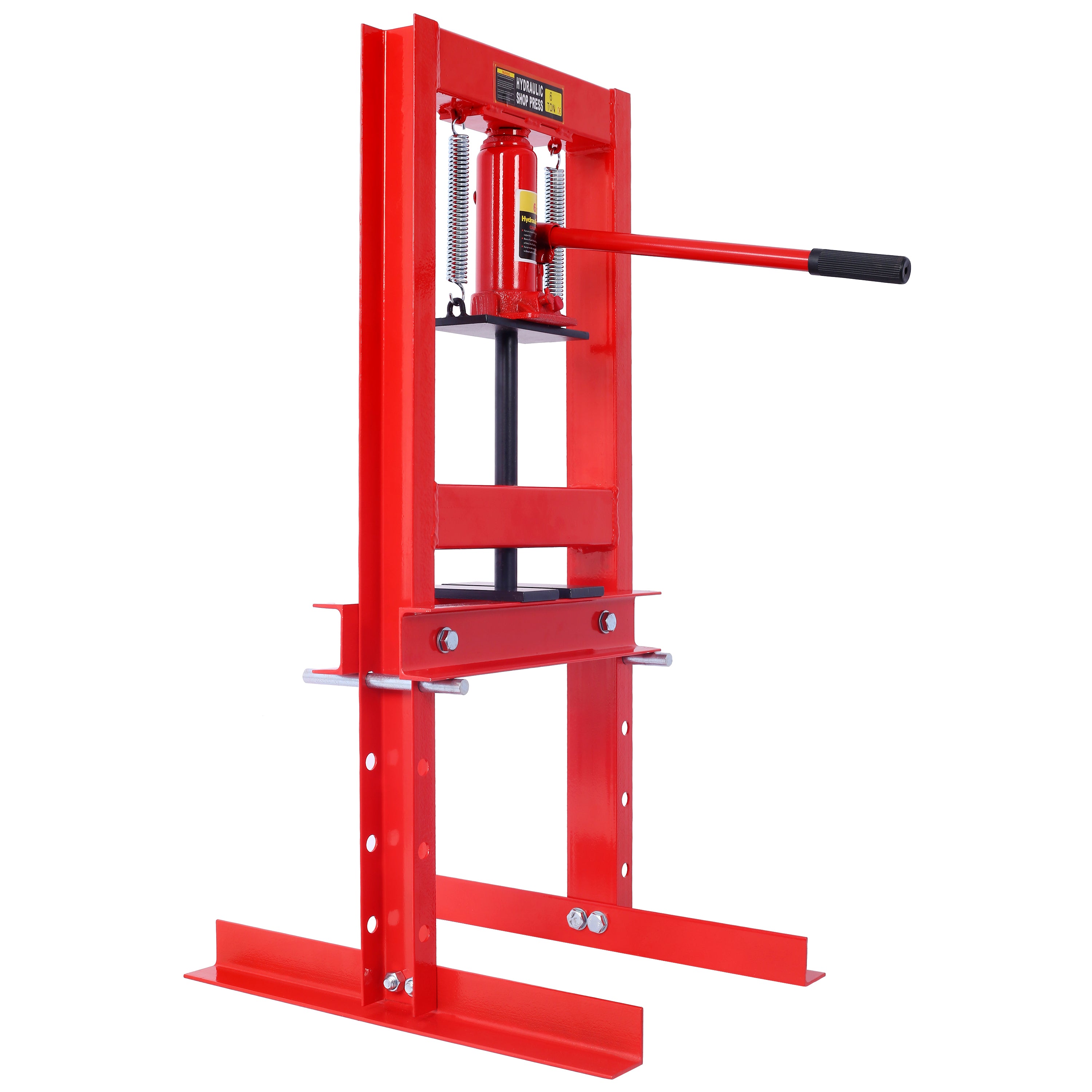 Hydraulic 6 Ton H-Frame Garage Floor Adjustable Shop Press with Plates, 6T, black