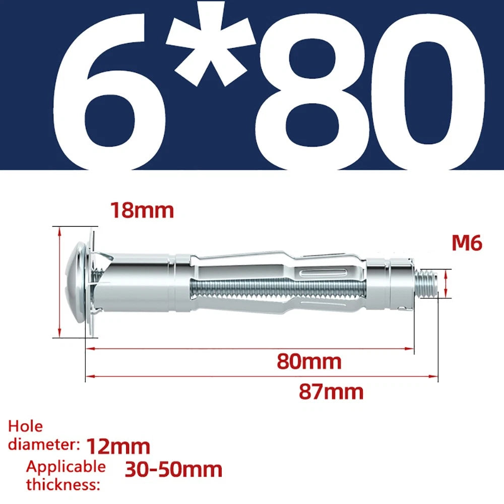M4–M8 Metal Drywall Expansion Bolts | Hollow Wall Anchors for Plasterboard & Drywall