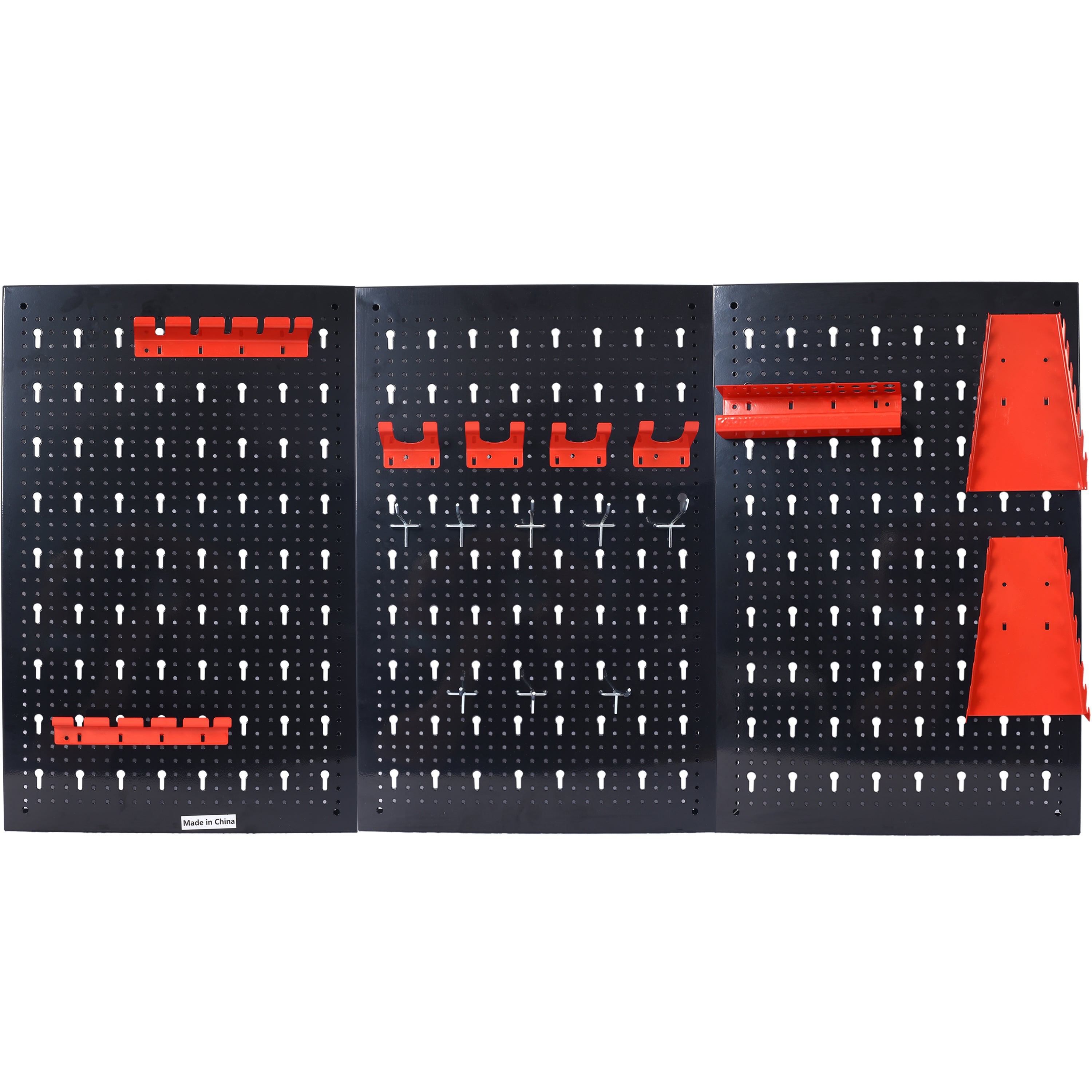 4ft Metal Pegboard Wall Organizer Kit, 48"x24" Garage Tool Storage with Drill Bit Rack, Wrench Rack & Hooks, Black
