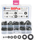 500Pcs Nylon Flat Washer Assortment Set M2-M8 Black Sealing Spacer Gasket O Ring