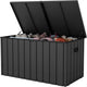 200 Gallon Metal & Plastic Deck Box – Waterproof Outdoor Storage Bench with Lockable Lid, Dark Gray