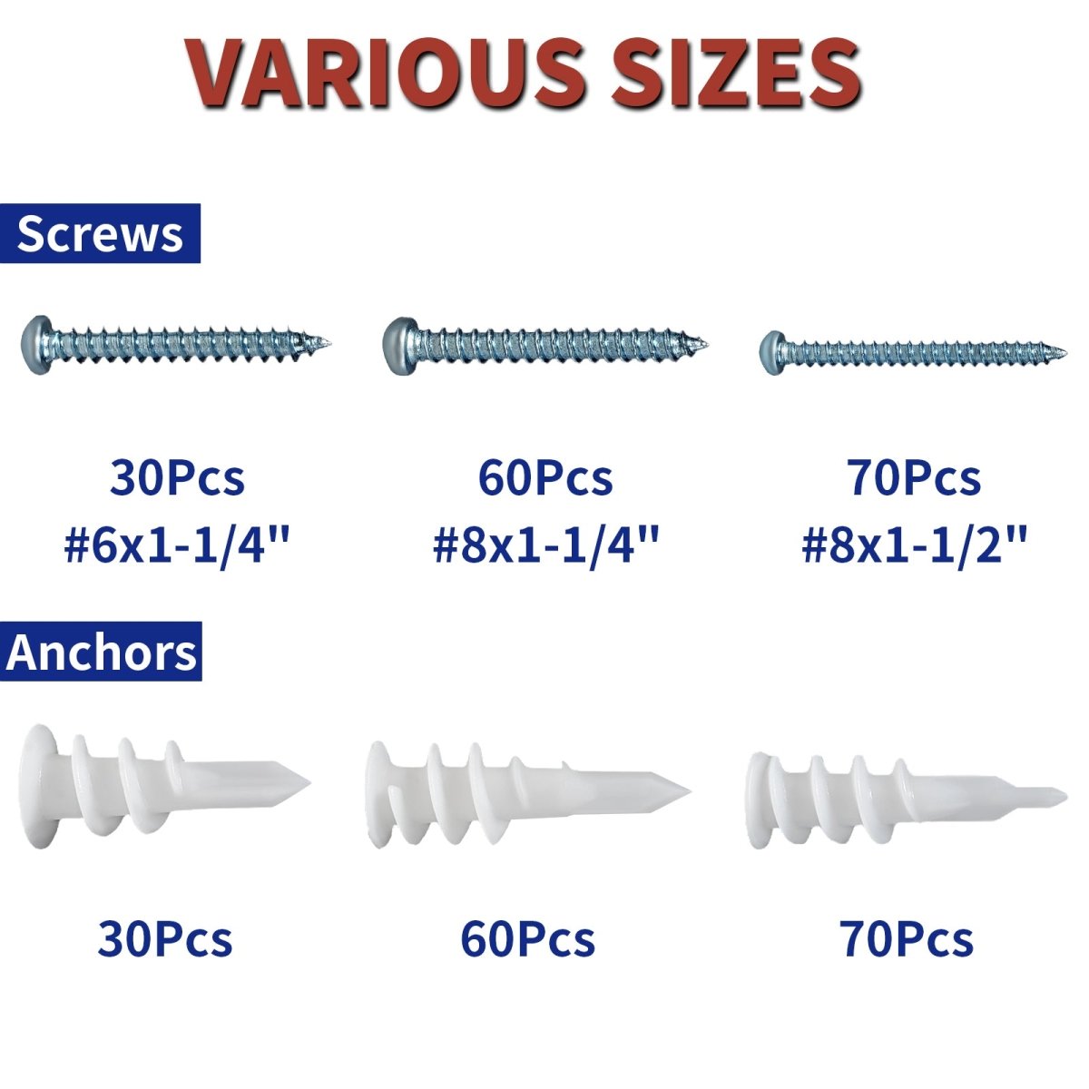 320Pcs Drywall Anchors Self Drilling Hollow Wall Anchors with Screws Kit - HomeDIYer