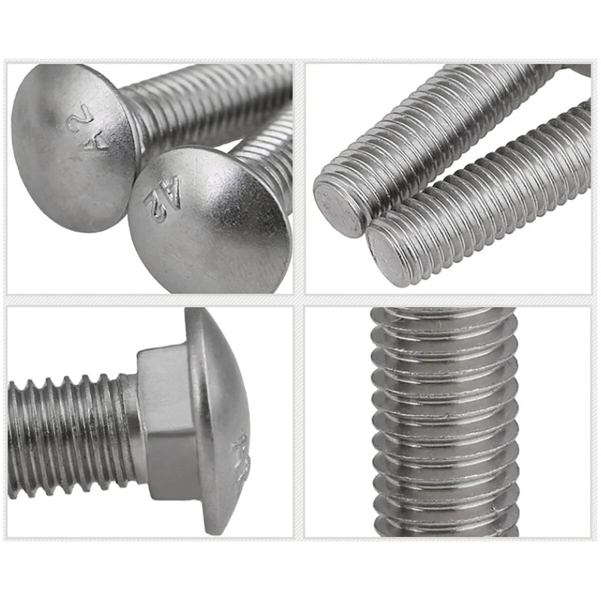 A2 304 Stainless Steel Carriage Bolts — Cup Square Dome Coach Screws M6 M8 M10 M12 - HomeDIYer
