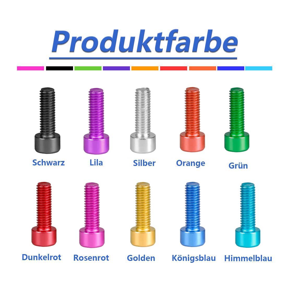 M3 Aluminum Alloy Allen Bolts Socket Cap Screws Hex Head Anodised Bolts - HomeDIYer