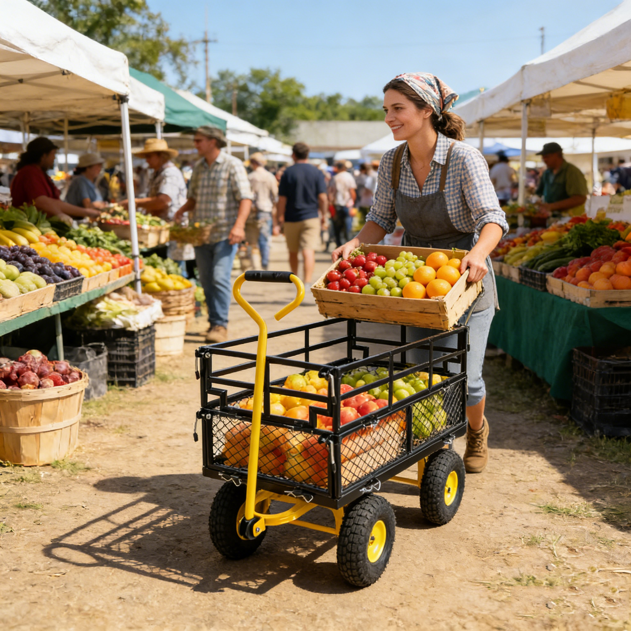 Wagon Cart Garden cart trucks make it easier to transport firewood Yellow+Black