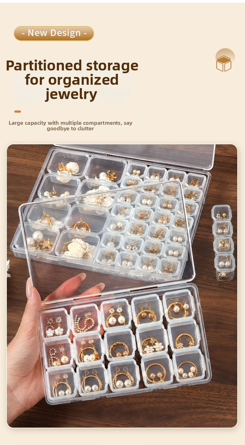 Anti-Tarnish Transparent Jewelry Storage Box – Multi-Compartment for Earrings, Rings & Necklaces