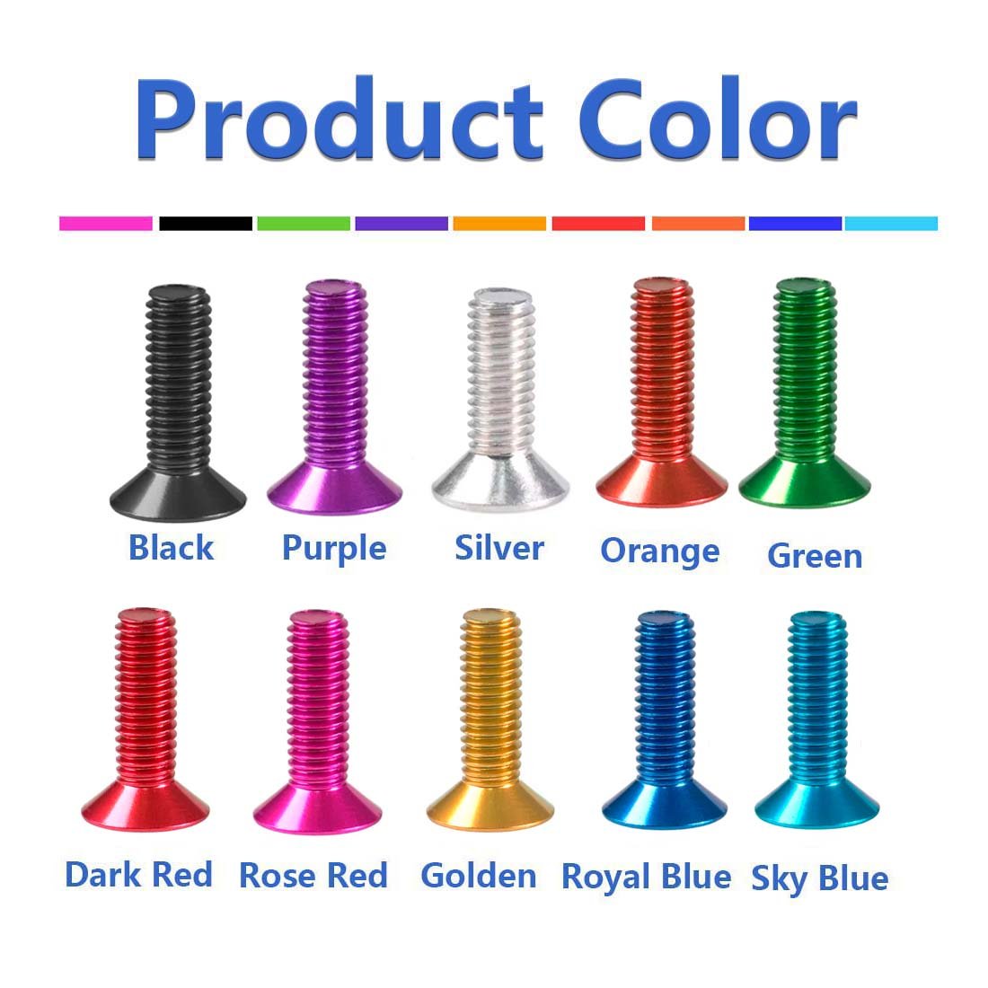 M5 Aluminum Alloy Countersunk Bolts Allen Socket Screws Anodized DIY Model - HomeDIYer