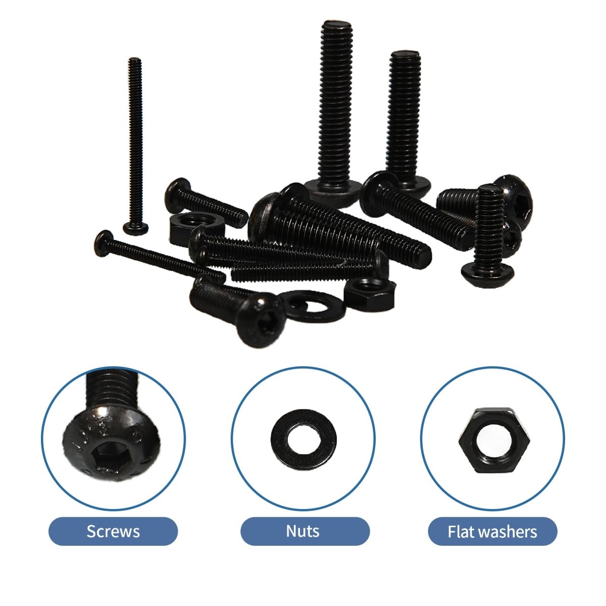 1300 Pes Grade 10.9 Carbon steel Hex Socket Button Head Cap Screws Nuts Washers Set - HomeDIYer