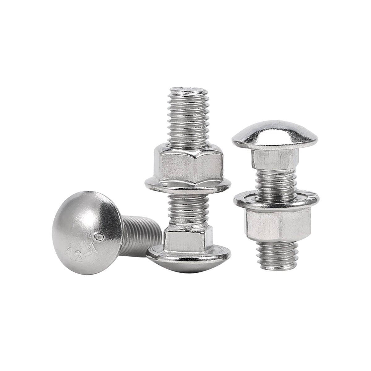 Stainless Steel A2 Carriage Bolts with Flange Nuts — M3 to M12 Cup Square Coach Screws Set - HomeDIYer