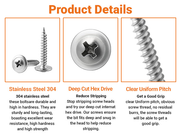 POZI FLANGED SELF TAPPING SCREWS A2 STAINLESS STEEL TAPPERS No.12 (6mm dia.)