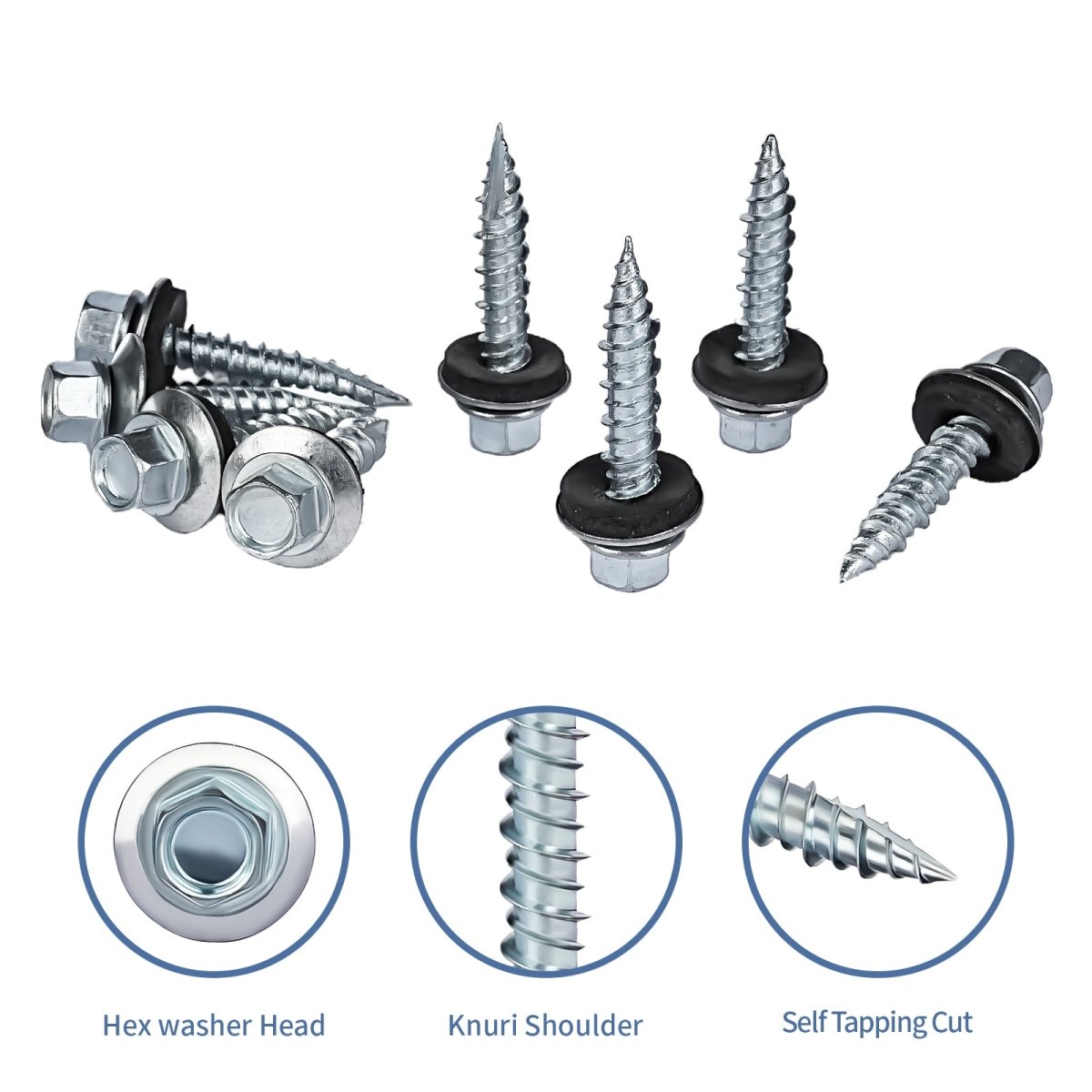 10 x 1" Hex Head Sheet Metal Roof Screws, Galvanized Coating Metal to Wood siding Screws, Hex Socket Included 300Pcs - HomeDIYer