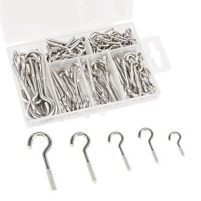 215pcs Screw Hooks Hook Screw Half Round Hook Screw Steel Galvanized Bent