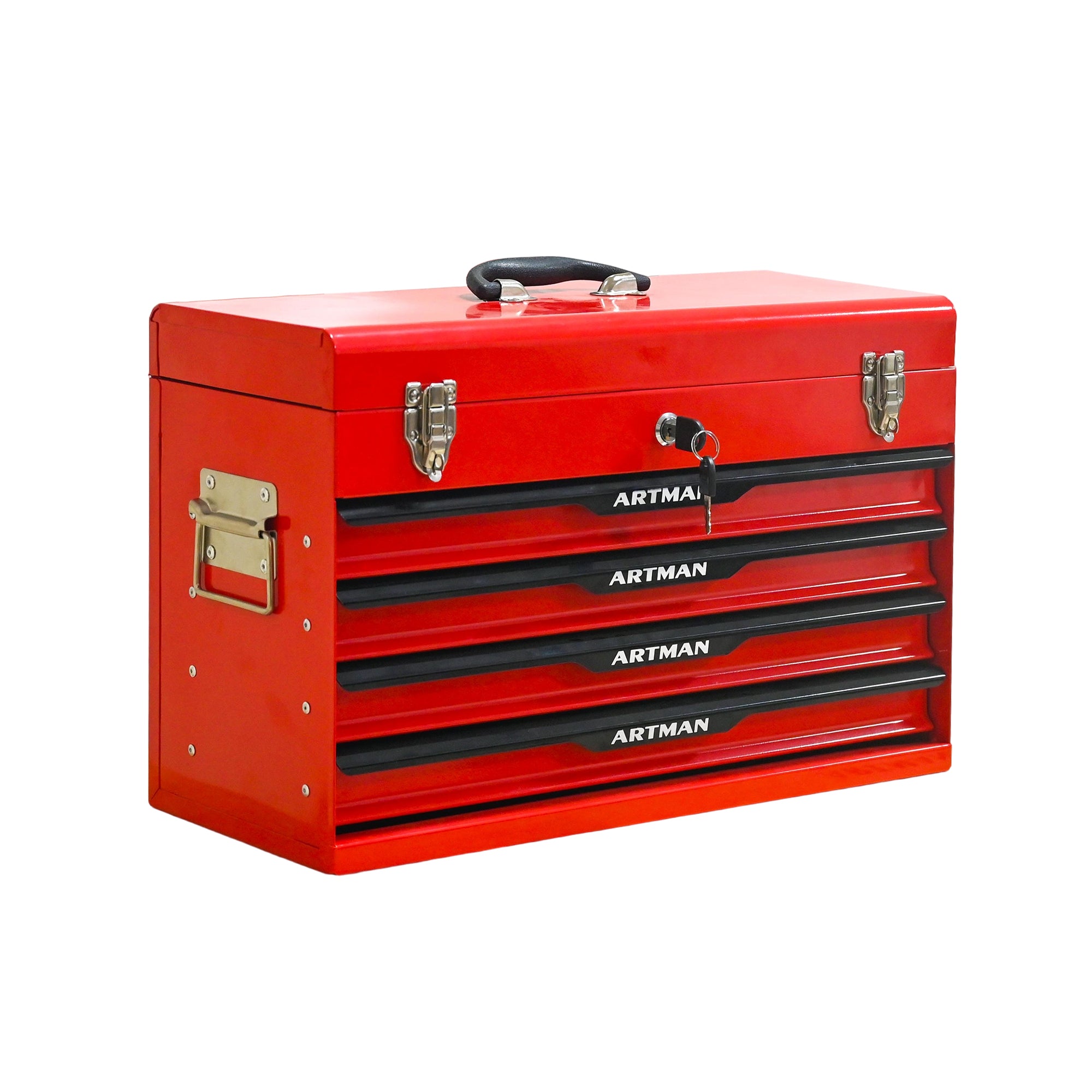 20-inch Steel Tool Box with Drawers – Red Portable Tool Storage Organizer