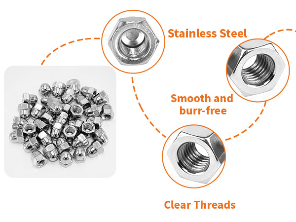 DOME NUTS TO FIT METRIC BOLTS A2 STAINLESS STEEL M3 to M12 DOMED ACORN NUT