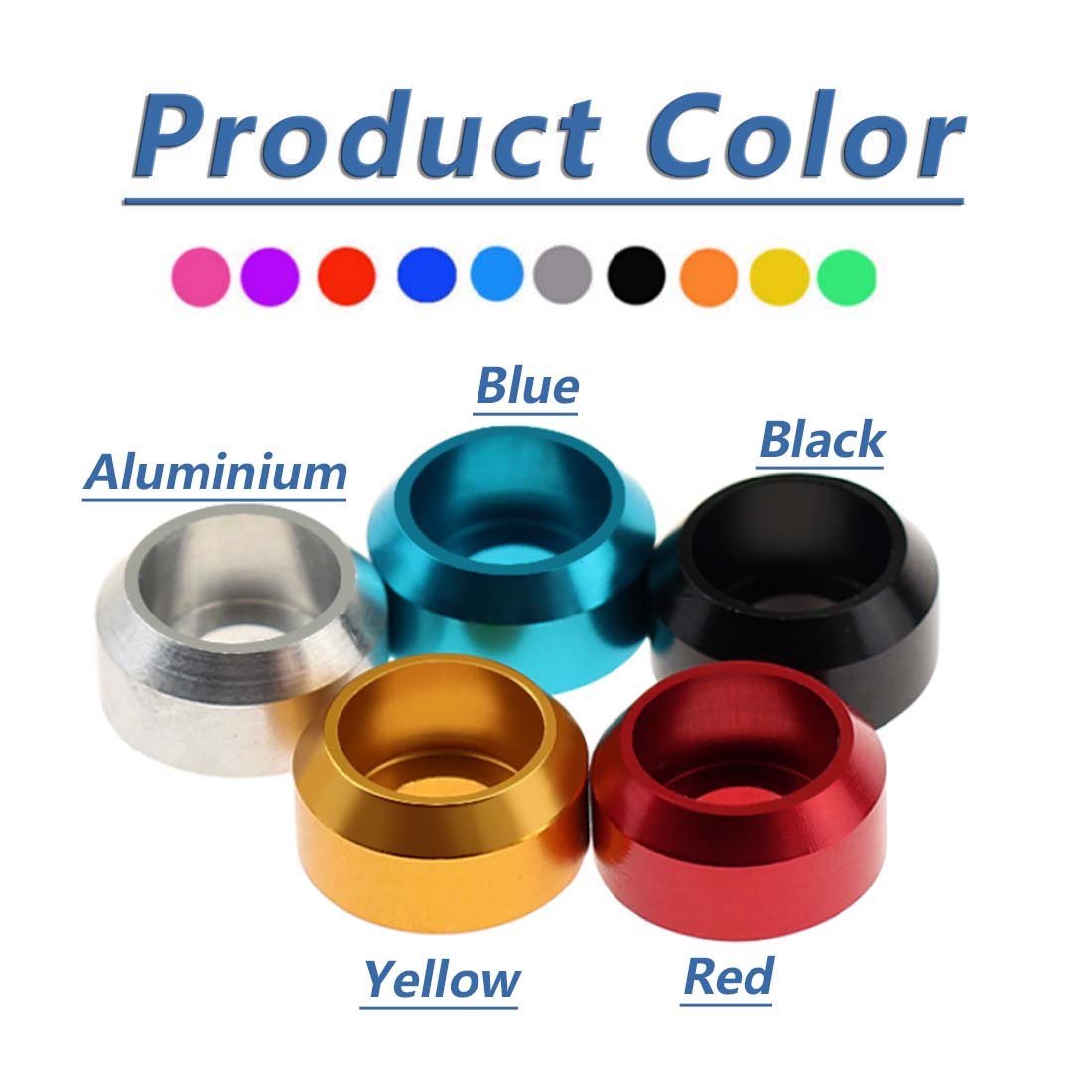 M2 - M8 Aluminum Cone Cup Head Washers Anodised Gasket Load Spreading Cone Washer - HomeDIYer