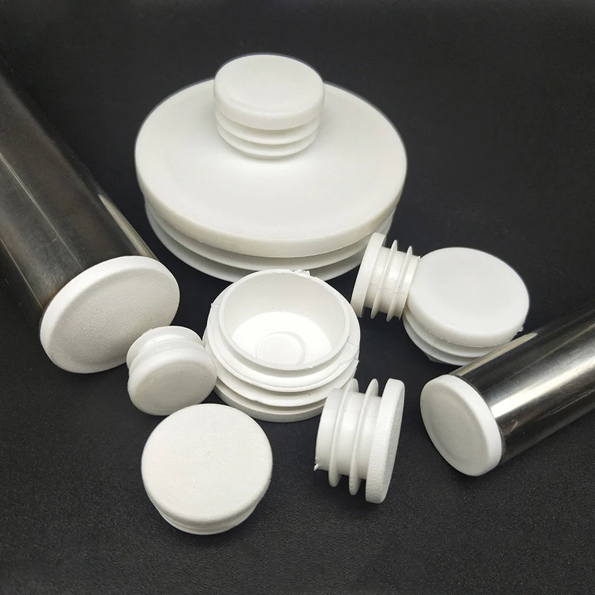 16-100mm White Round Plastic Blanking End Cap Caps Tube Pipe Inserts Plug Bungs