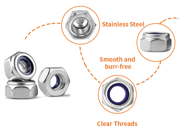 M12 NYLOC NYLON INSERT LOCKING NUTS A2-70 STAINLESS STEEL PACK OF 30