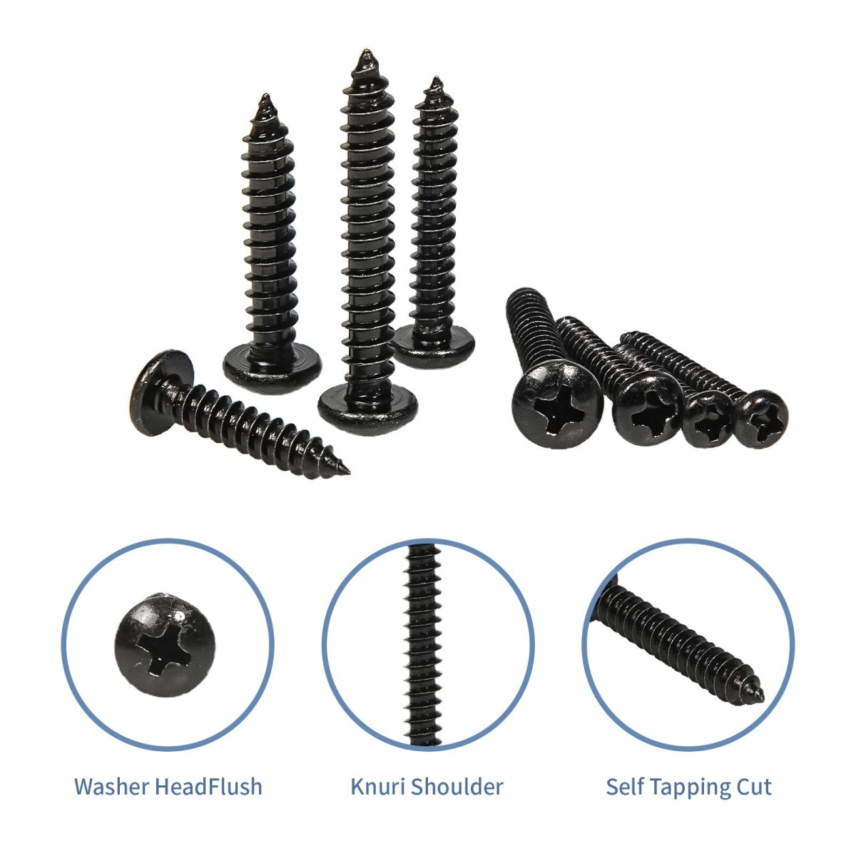 450Pcs Black Phillips Pan Head Sheet Metal Screws Self Tapping Wood Screws Set - HomeDIYer