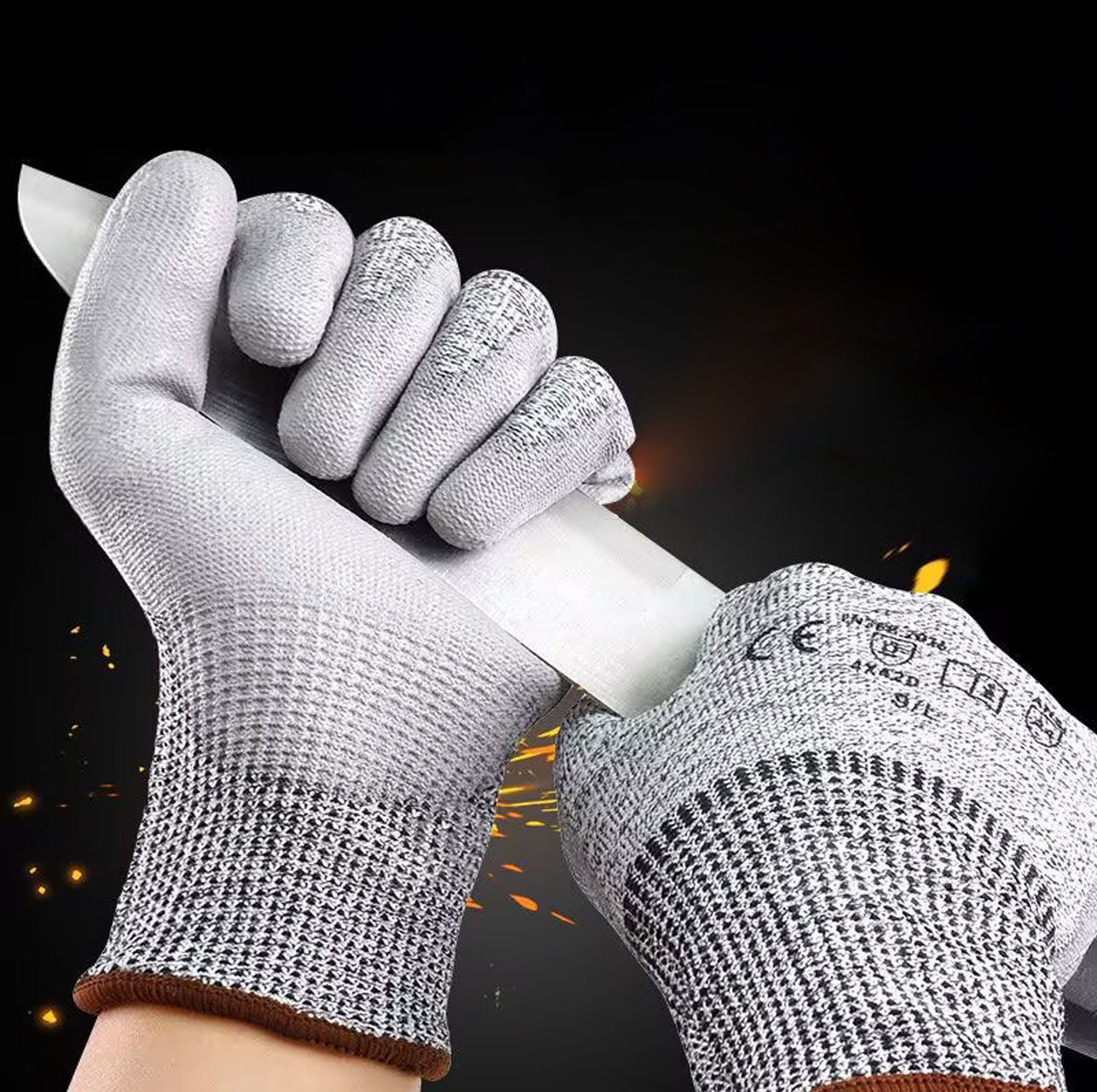 Level 5 Cut Resistant Gloves with PU Coated Palm for Construction