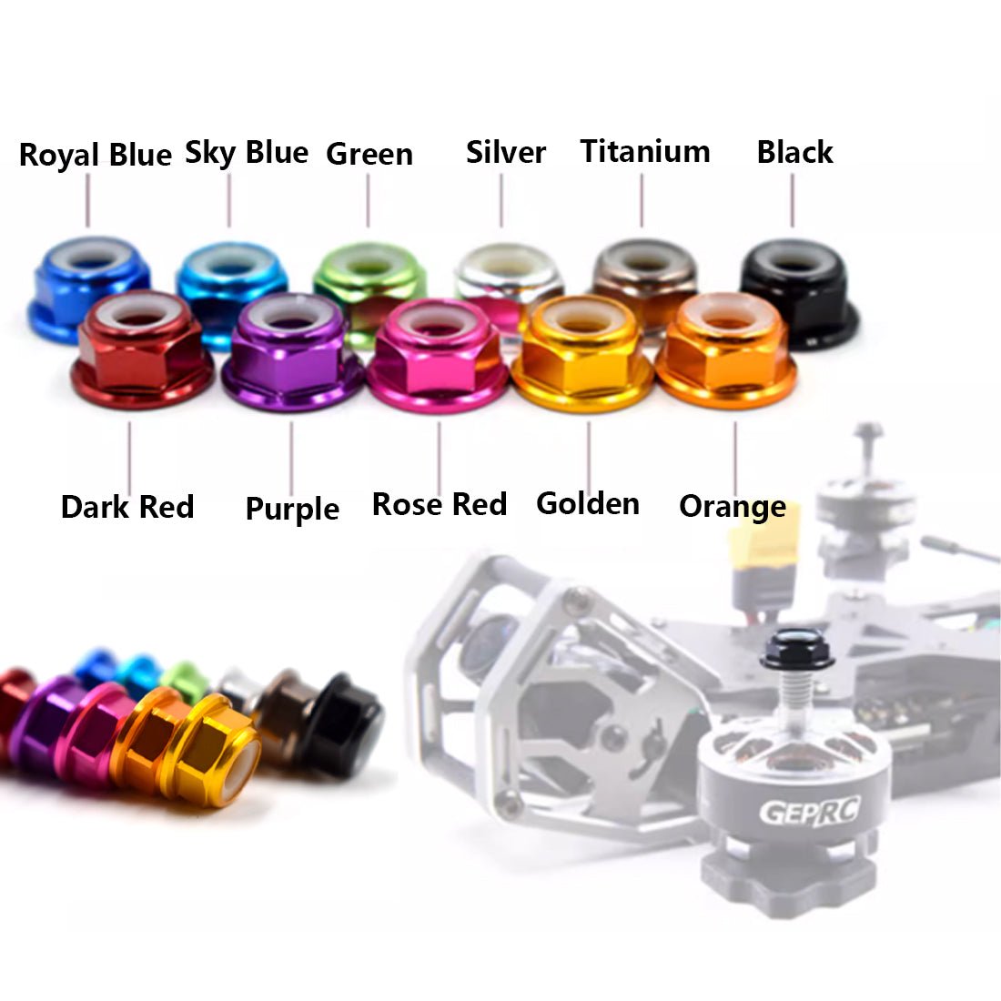 M2 M3 M4 M5 M6 M8 RC Flanged Nyloc Anodised Aluminium Wheel Nuts Various Colours - HomeDIYer