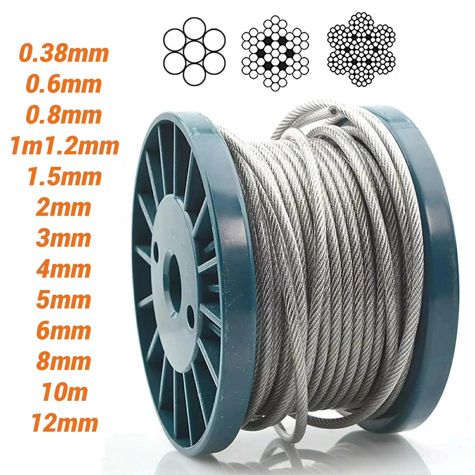 304 Stainless Steel Wire Rope Cable PVC Clear Plastic Coated 3mm - 12mm Diameter - HomeDIYer