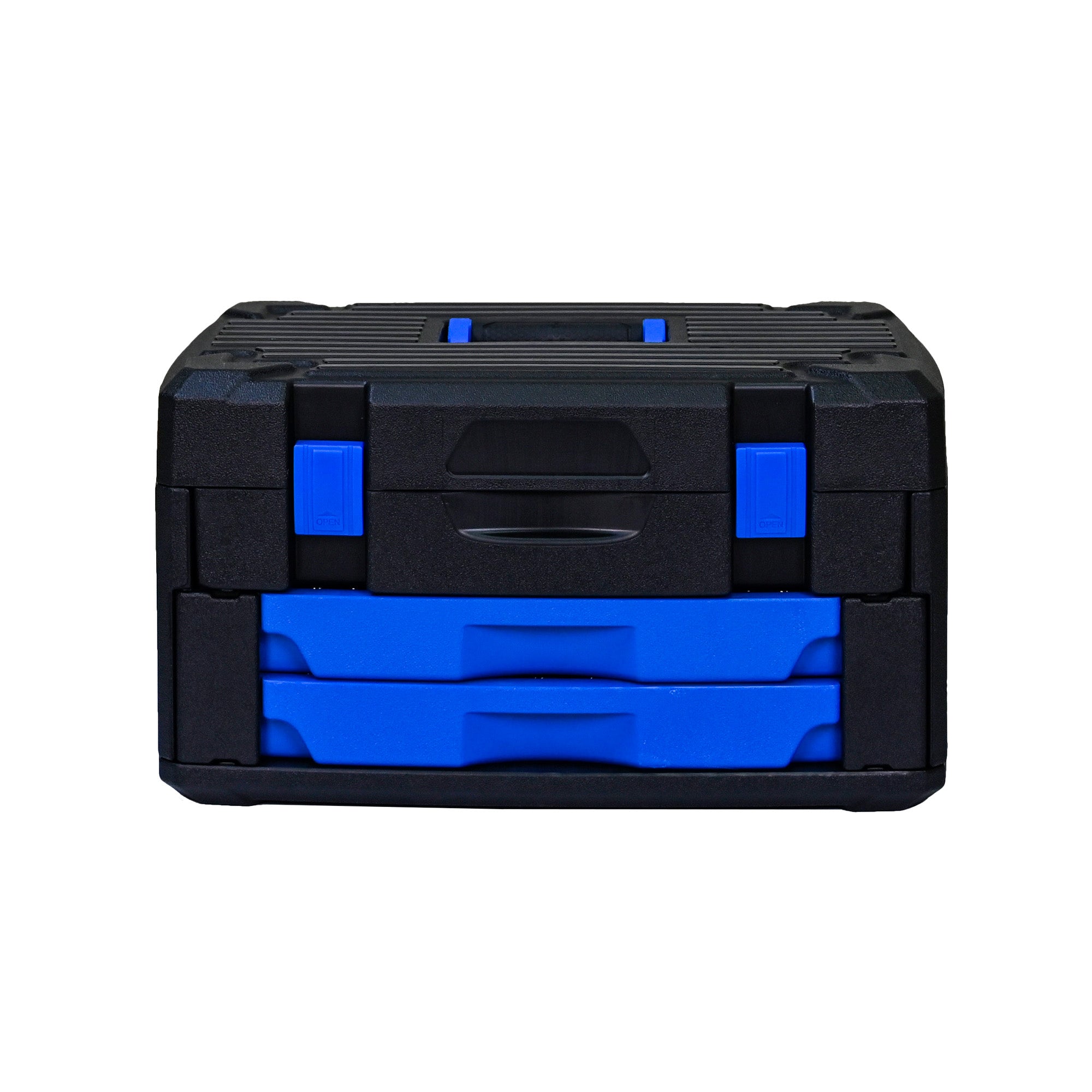 266‑Piece Black Tool Set with Lockable Case — Carbon Steel Home & Auto Repair Kit, Blue Accents