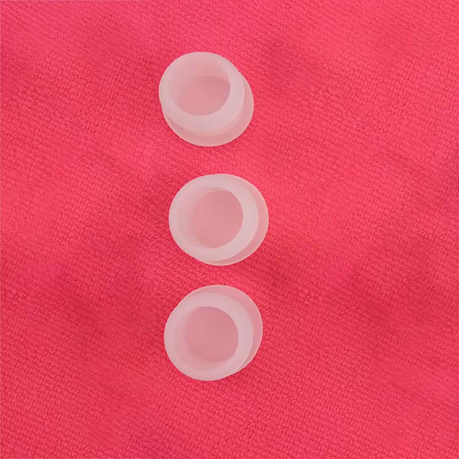 Size comparison of clear silicone blanking caps from 10.5mm to 30mm