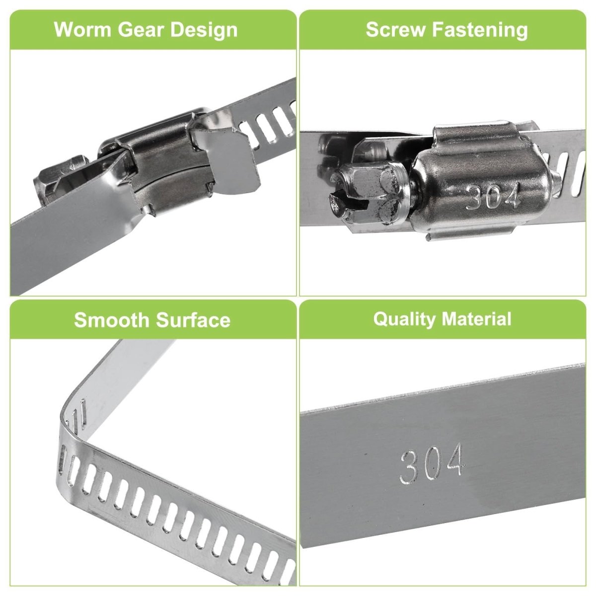 304 Steel Square Hose Clamp 50 - 1200mm Rectangular for Cable Tray & Pipe Fixing - HomeDIYer