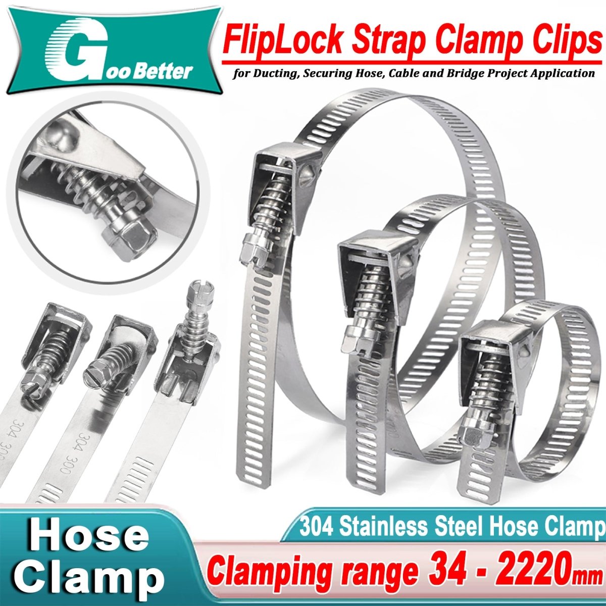 Jubilee Quick Release Captive/FlipLock Strap Clamp Clips MS & Stainless Steel - HomeDIYer