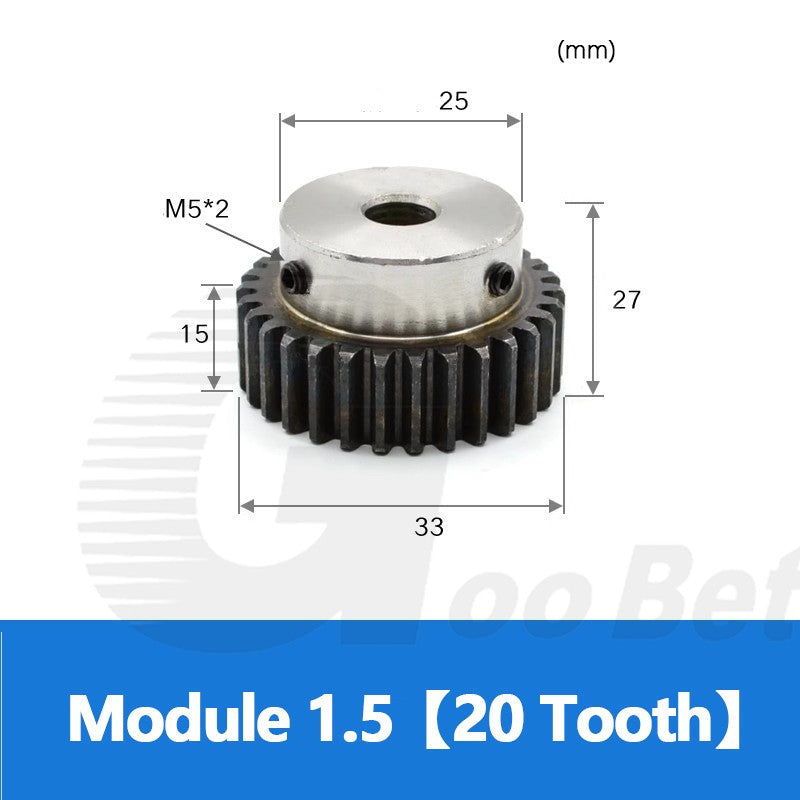 Spur Gear C45 Steel Mod 1.5 with Hub 12-60 Tooth Motor Pinion Hardened Precision