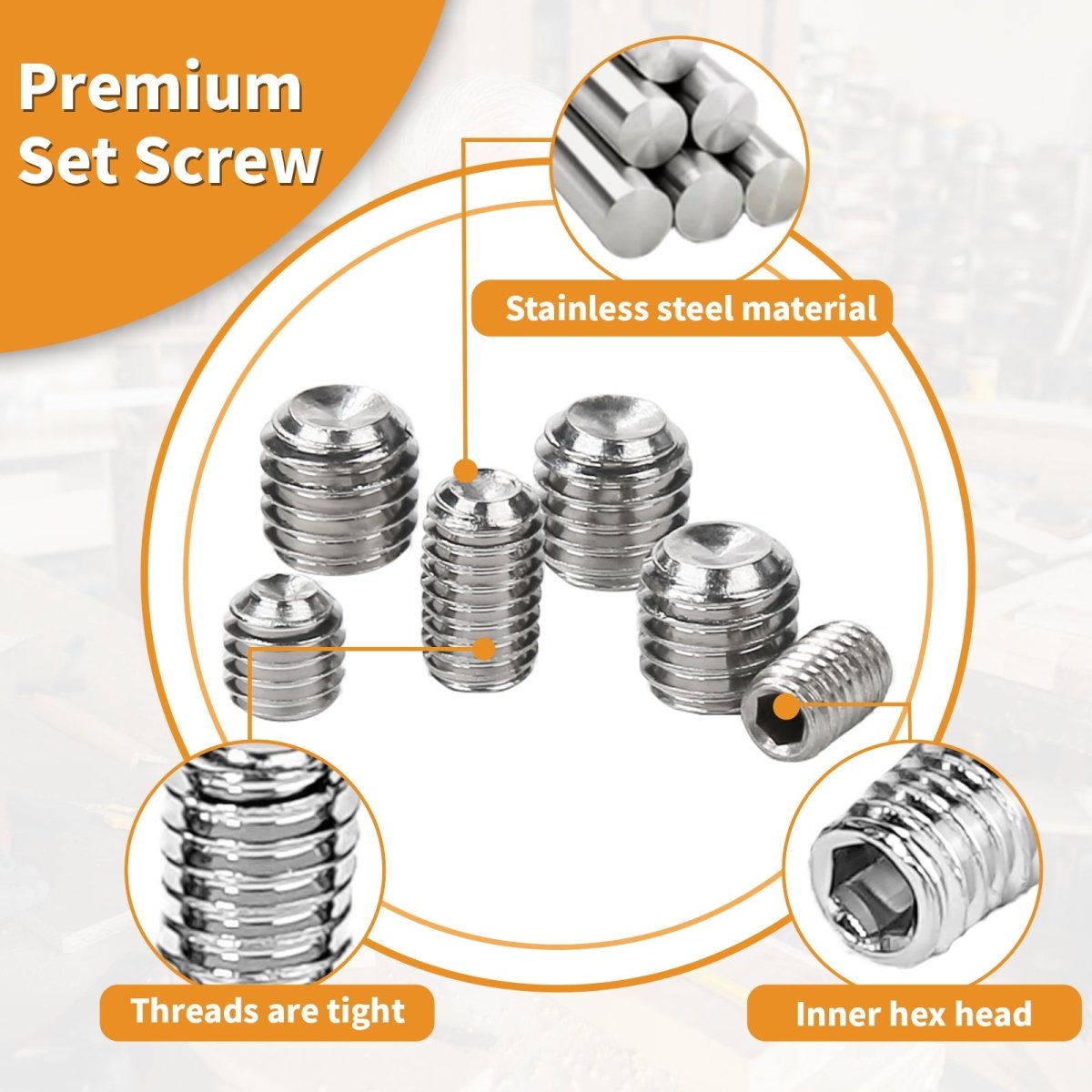 Set Screw Assortment Kit (250 Pcs) - Metric Sizes M3, M4, M5M6, M8 - 304 Stainless Steel cupped & Hex Head Cap Point GrubScrews - HomeDIYer