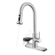 3-in-1 Kitchen Faucet with Press-Type Glass Rinser, High-Arc Pull-Down Sprayer Faucet, 3 Function Spray Mode, Brushed Nickel Finish, for Modern Kitchen Sink