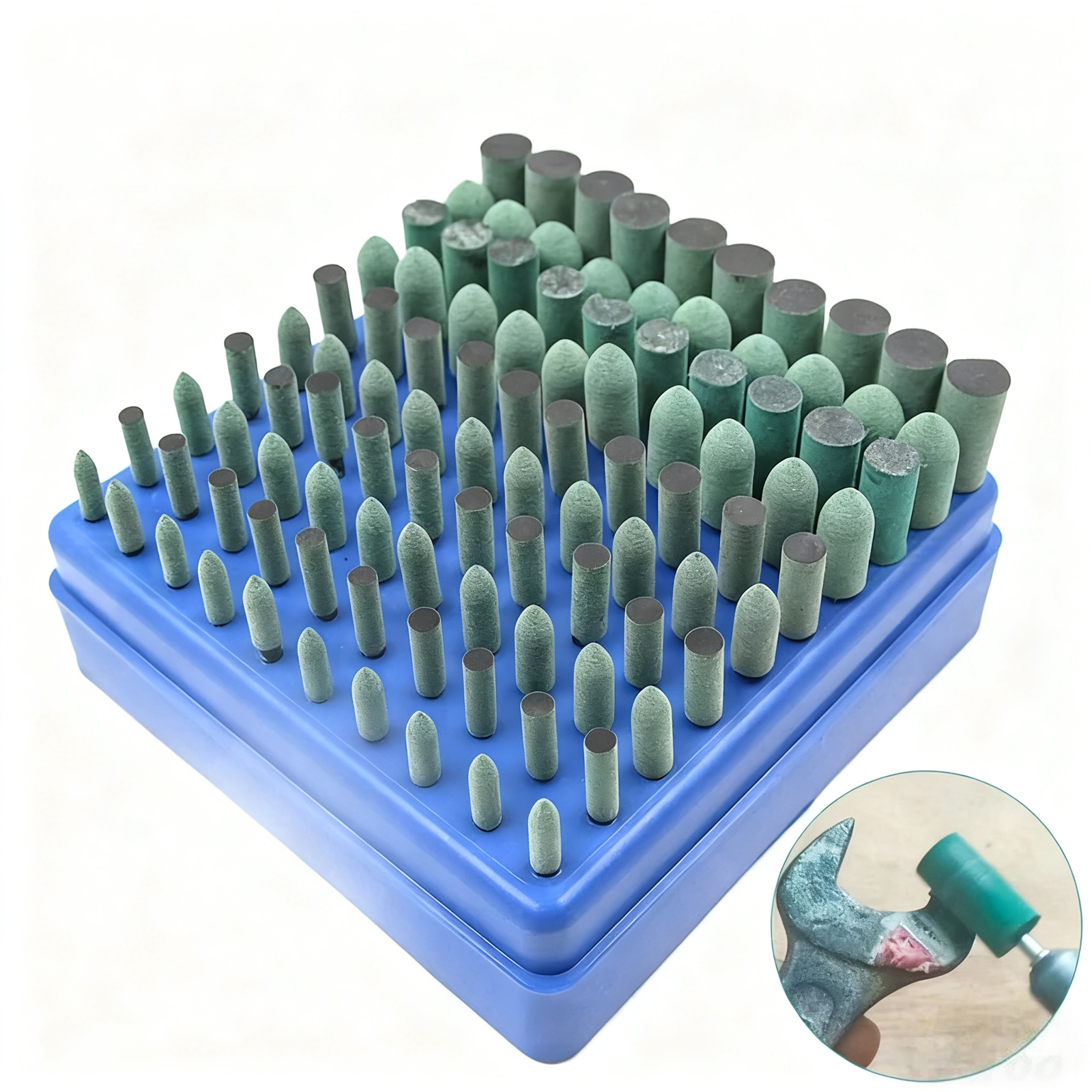 100Pcs Rubber Grinding Head Polishing Burr Bit Mounted Kit For Dremel 1/8'' Shank