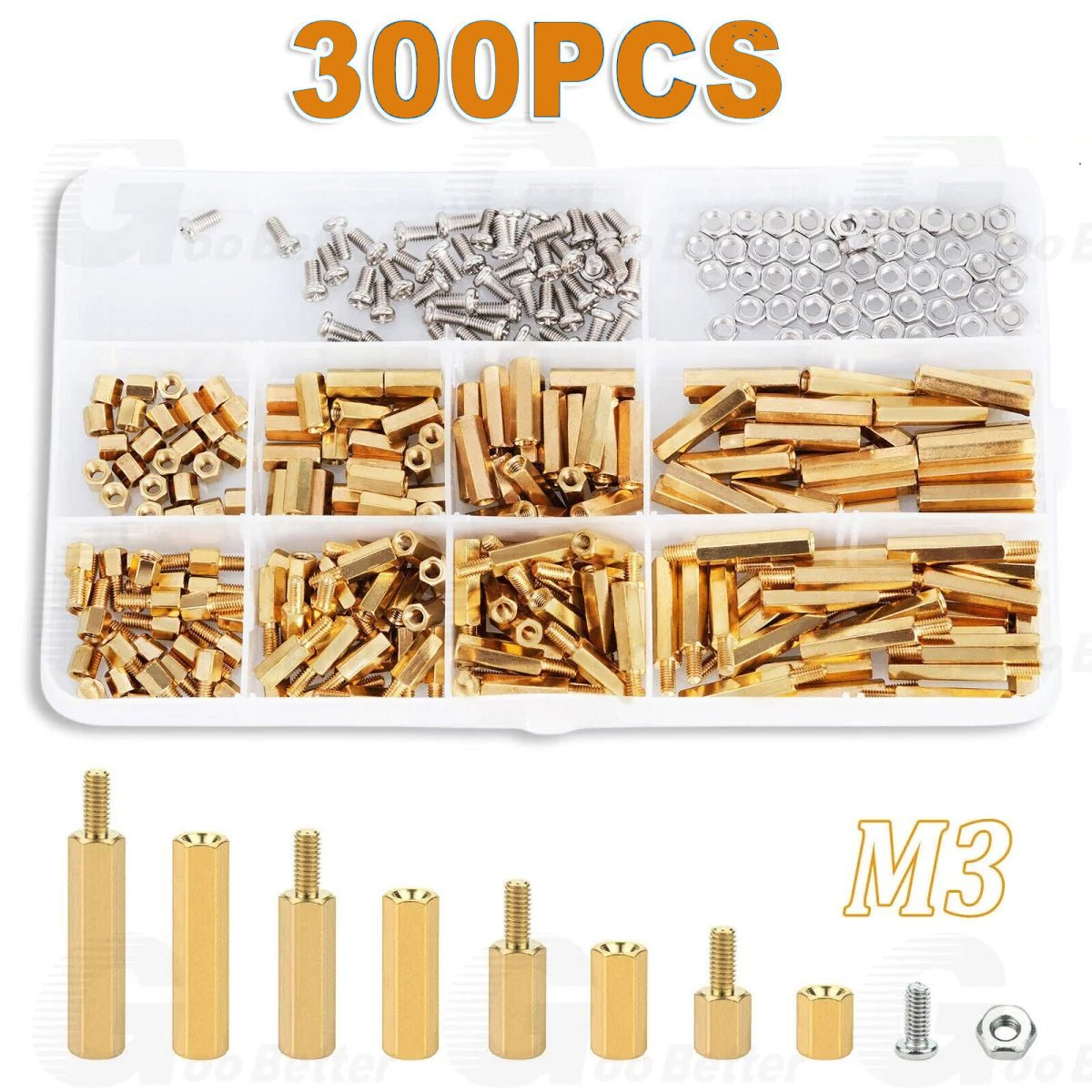 300pcs M3 Male Female Standoff PCB Spacers Hex Hexagonal Brass Screws Nuts Kit - HomeDIYer