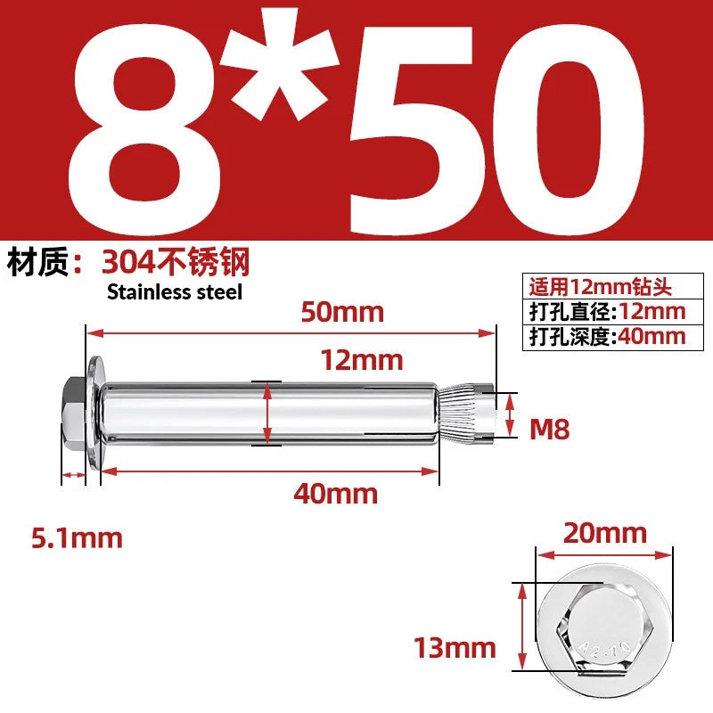 Stainless Steel Masonry Concrete Expansion Anchor Bolt — M6 M8 M10 M12 M16 | 304 & 201 SS