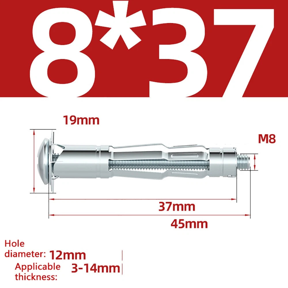 M4–M8 Metal Drywall Expansion Bolts | Hollow Wall Anchors for Plasterboard & Drywall