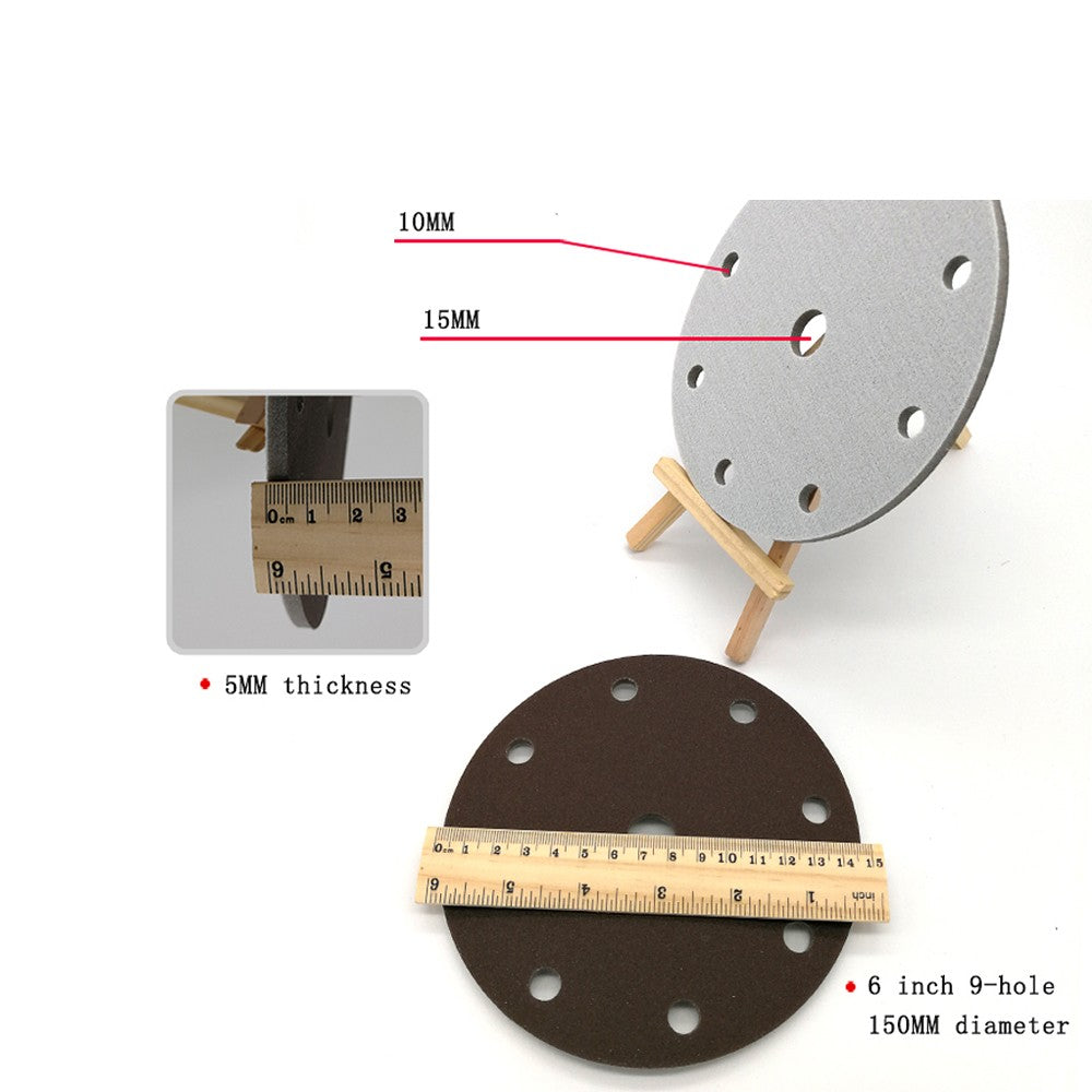 6"（150mm）Hook & Loop Sponge Sandpaper 9 Hole Red Sanding Discs 300 - 2000 Grit