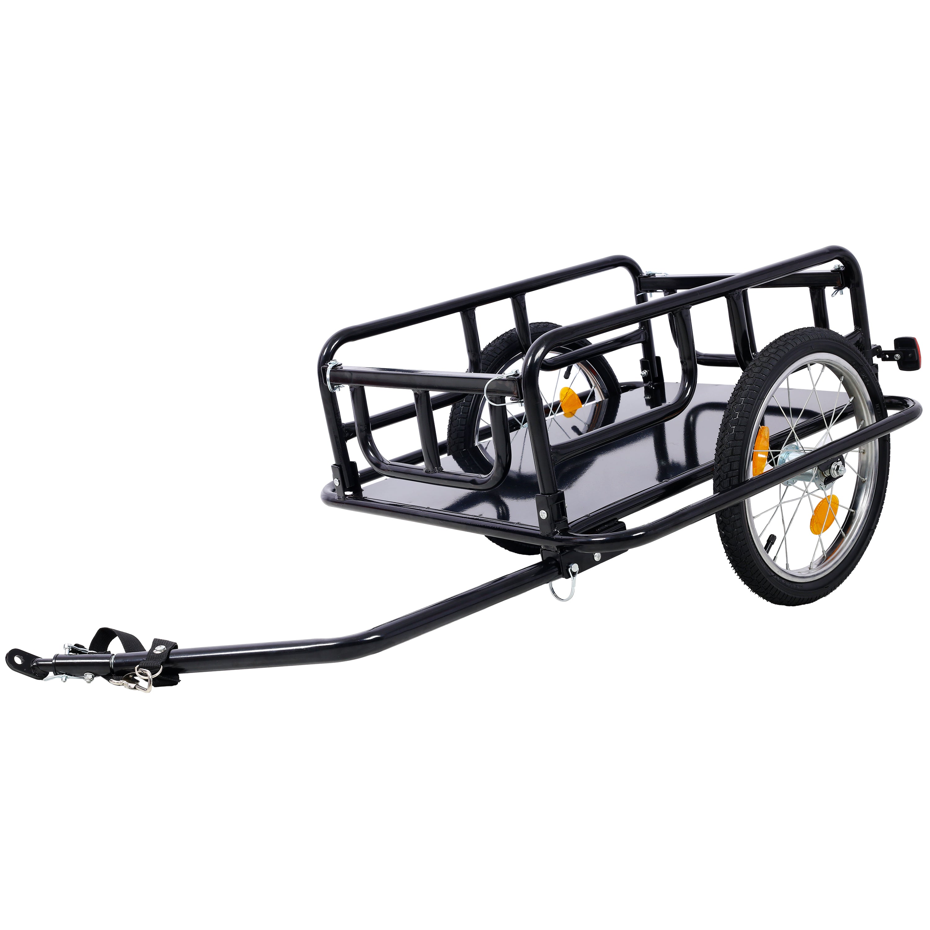 Foldable Bike Cargo Trailer with Universal Bike Hitch, Bicycle Wagon Trailer with 16" Wheels & Reflectors, Large Loading Bike Trailer Storage Cart