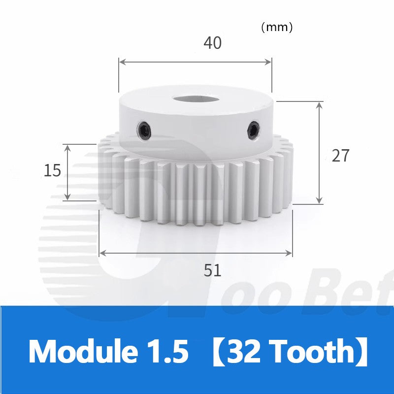 Spur Gear Aluminium Mod 1.5 with Hub 12- 32 Tooth Pinion Motor Gear Bore 6-20mm