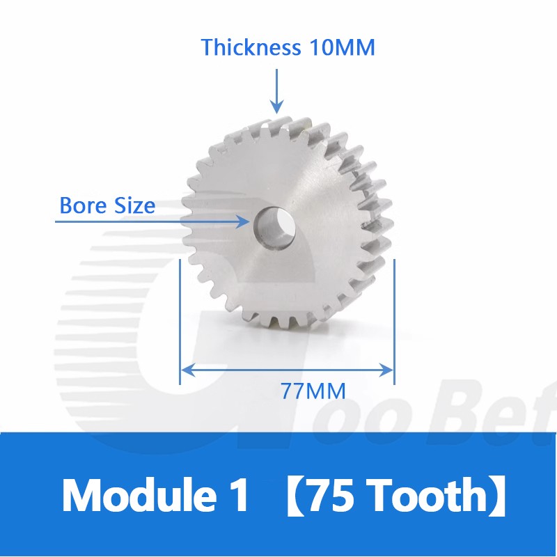 Spur Gear Module 1 Stainless Steel 12-120 Tooth Motor Pinion Flat Gear Precision