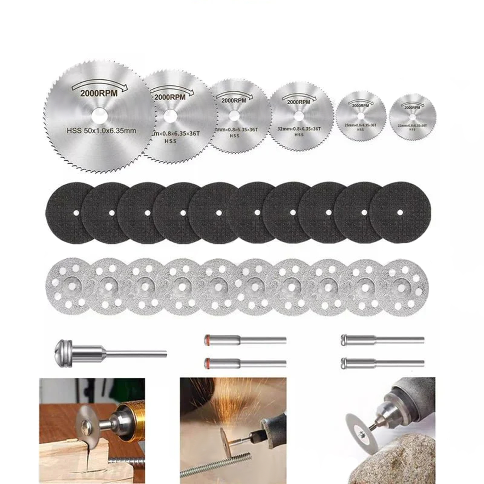 31Pcs Cutting Wheel Set for Dremel Rotary Tool HSS Circular Saw Blades Discs