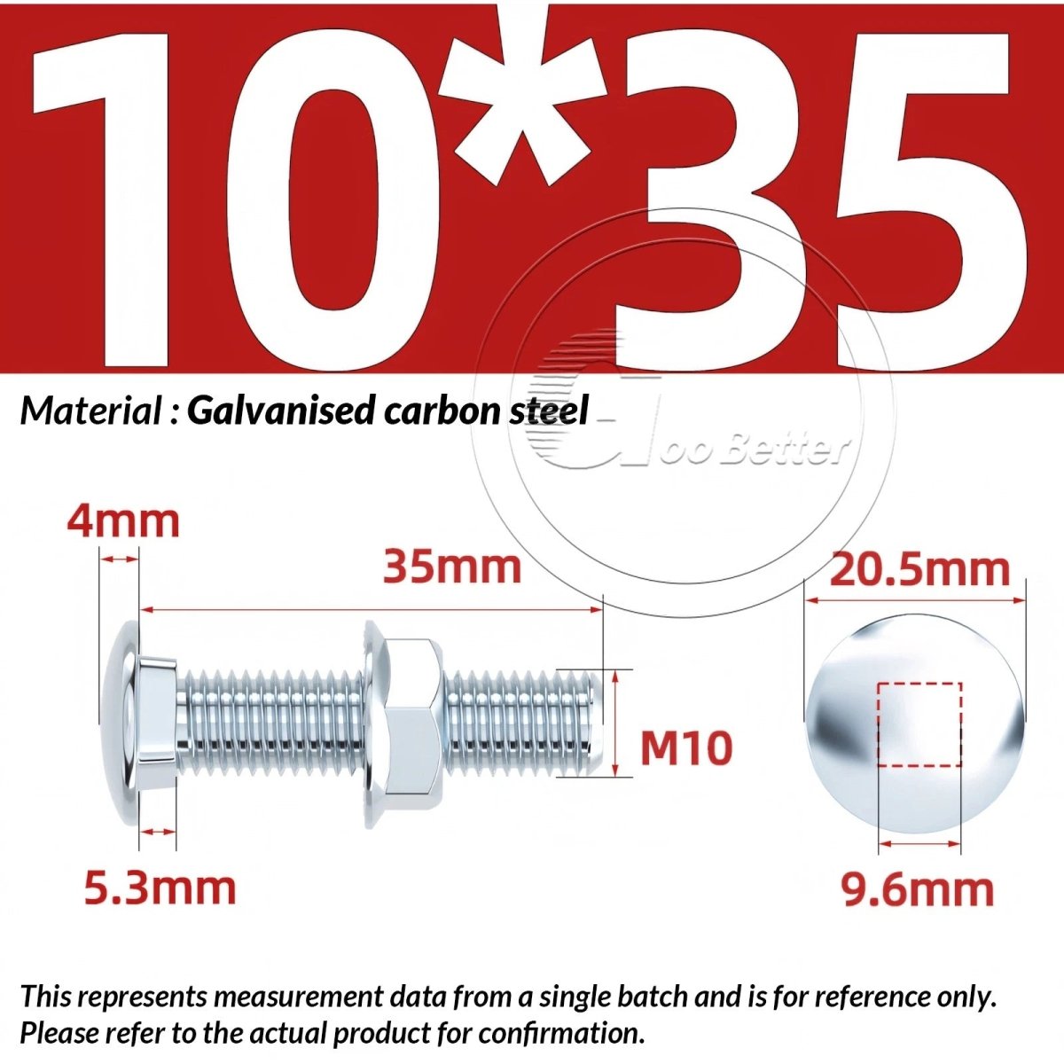 M8 M10 M12 Carriage Bolts with Hex Nuts — Zinc - Plated Steel, Full & Partial Thread - HomeDIYer