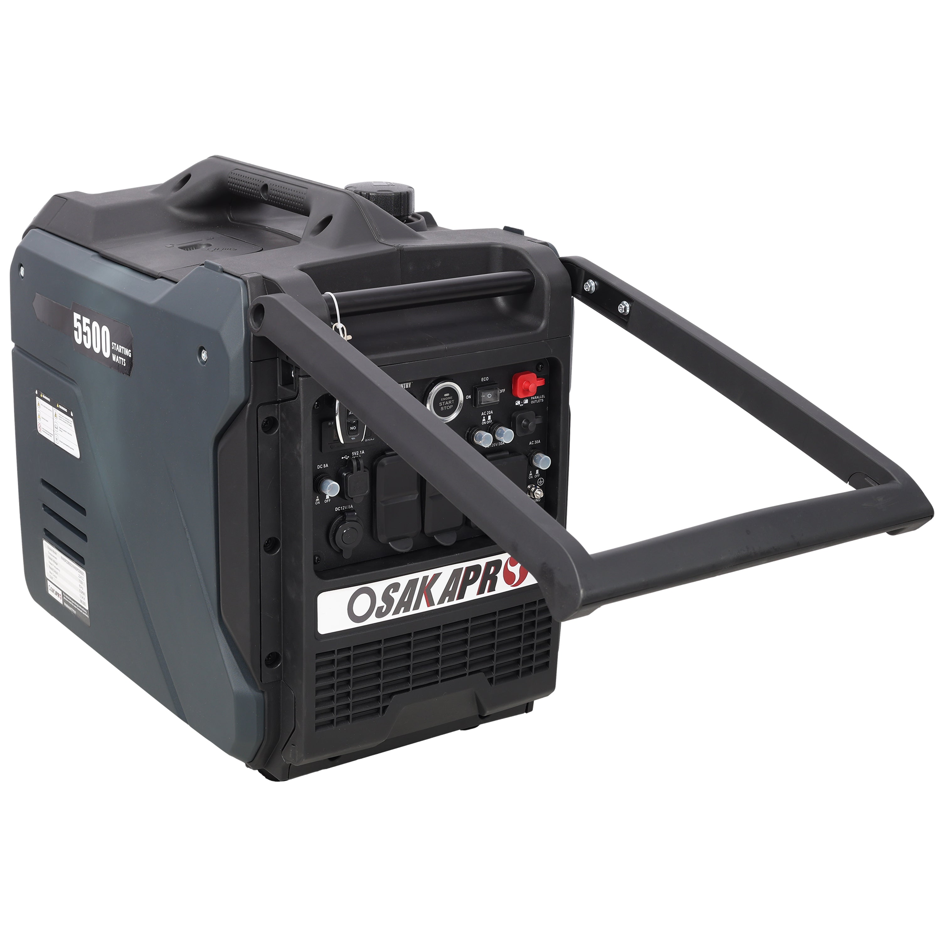Super quiet Inverter Generator 5.5KW portable generator electric&remote start, foldable handle with wheels, 224cc 4 stroke EPA compliant, Gas&LPG Dual Fuel, With CO Sensor for more safety using