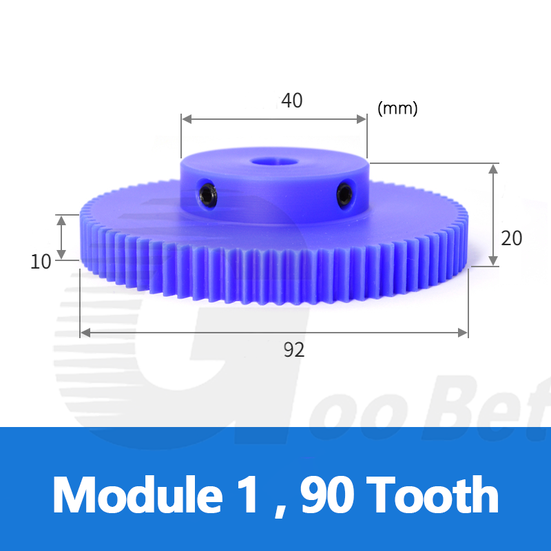 Nylon Mod 1 Spur Gear 15-150 Tooth with Step Pinion Motor Gears Bore 4-16mm Blue